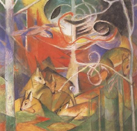 Franz Marc Deer in the Forest i (mk34) oil painting image